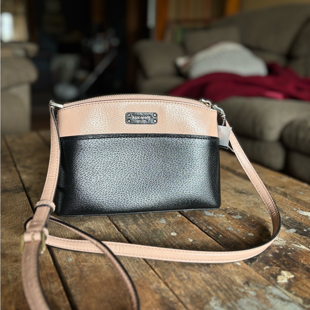 Kate Spade Black and Tan Crossbody Bag with Adjustable Strap